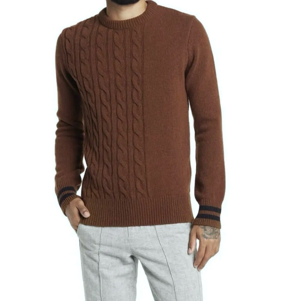 OLIVER SPENCER Blenheim Jumper Wool Sweater NEW Size L Brown